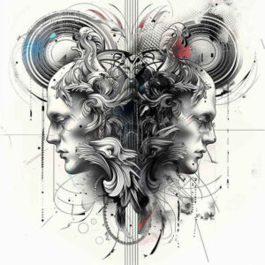 surrealistic-characters tattoo design ideas distorted perspective dream human for triceps