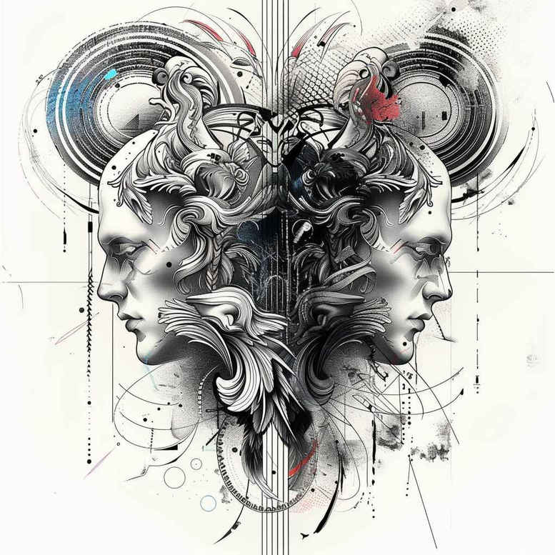 surrealistic-characters tattoo design ideas distorted perspective dream human for triceps