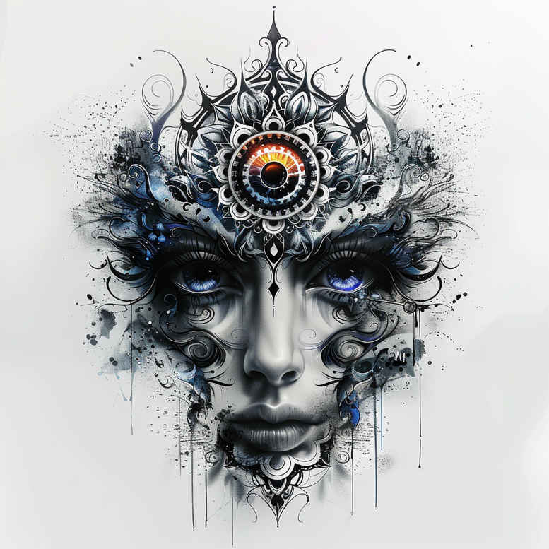 surrealistic-characters tattoo design ideas Realism photographic quality dream persona symbolising courage