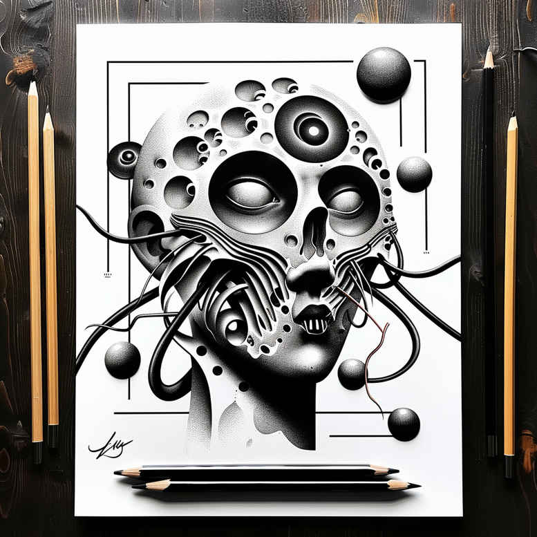 surrealistic-characters tattoo design ideas soft blending fantasy visage for collarbone