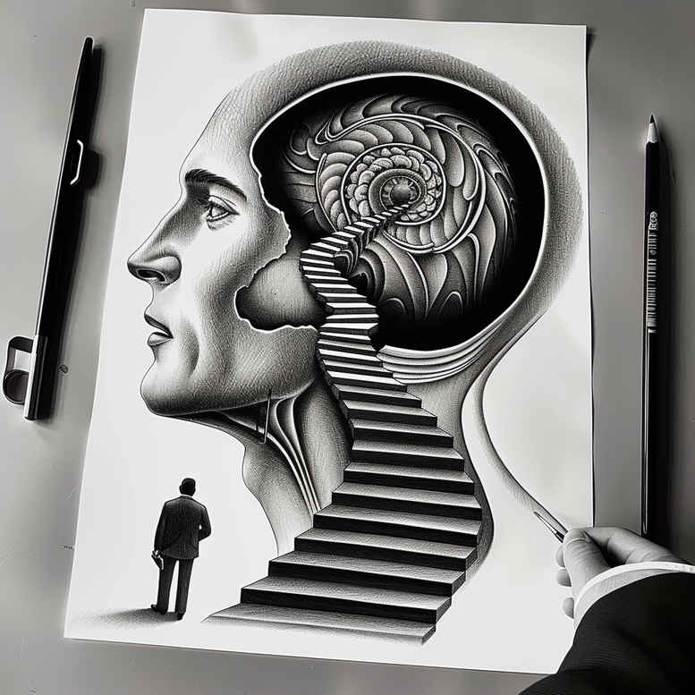 surrealistic-characters tattoo design ideas low-key fantasy visage for lower back