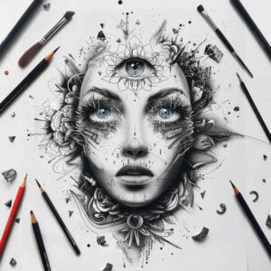 surrealistic-characters tattoo design ideas glossy fantasy visage meaning resilience