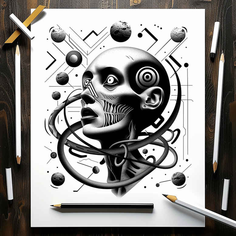 surrealistic-characters tattoo design ideas smooth gradients hybrid form for wrist