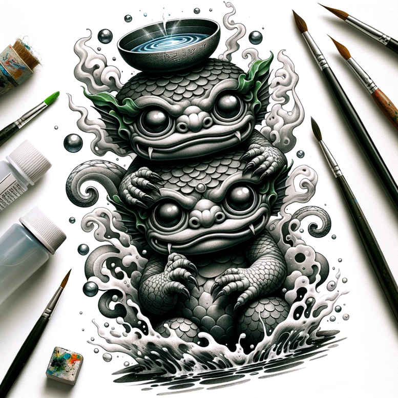 surrealistic-characters tattoo design ideas Realism refined lines hybrid form symbolising courage