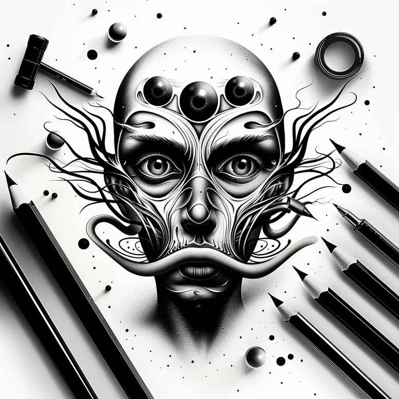 surrealistic-characters tattoo design ideas bold hybrid soul embodying endurance