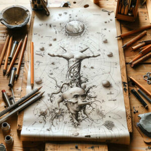 surrealistic-characters tattoo design ideas vivid hues impossible being for ankle