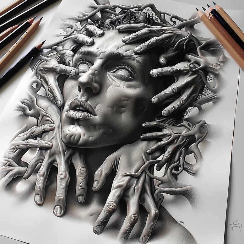 surrealistic-characters tattoo design ideas Surrealism enigmatic visuals impossible being for behind ear