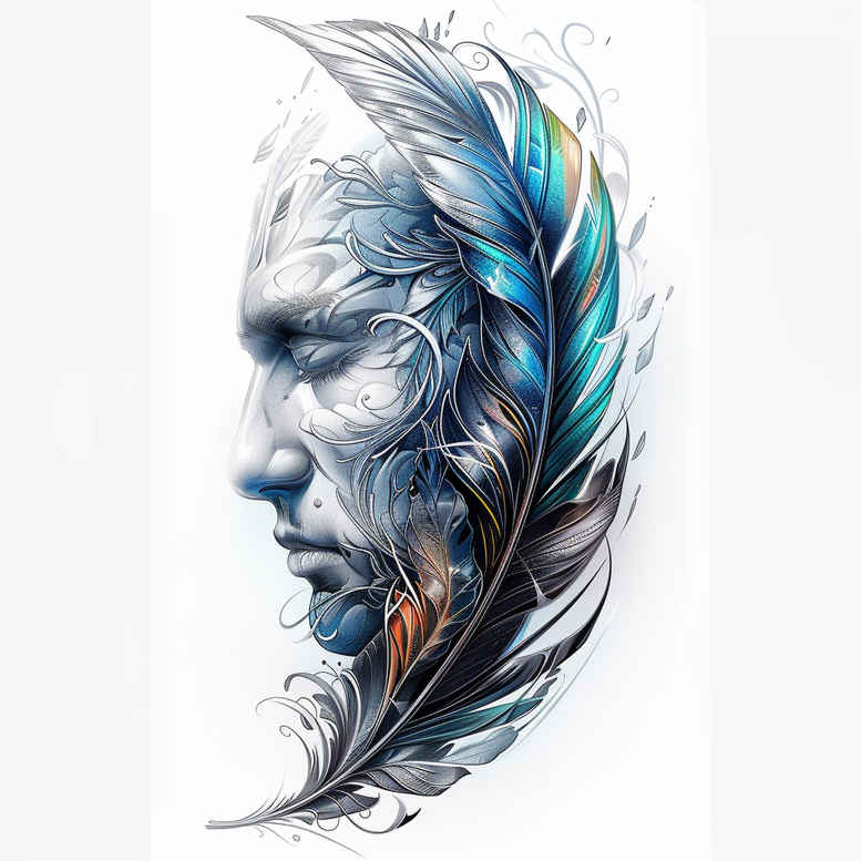 surrealistic-characters tattoo design ideas clean fill impossible being for full back