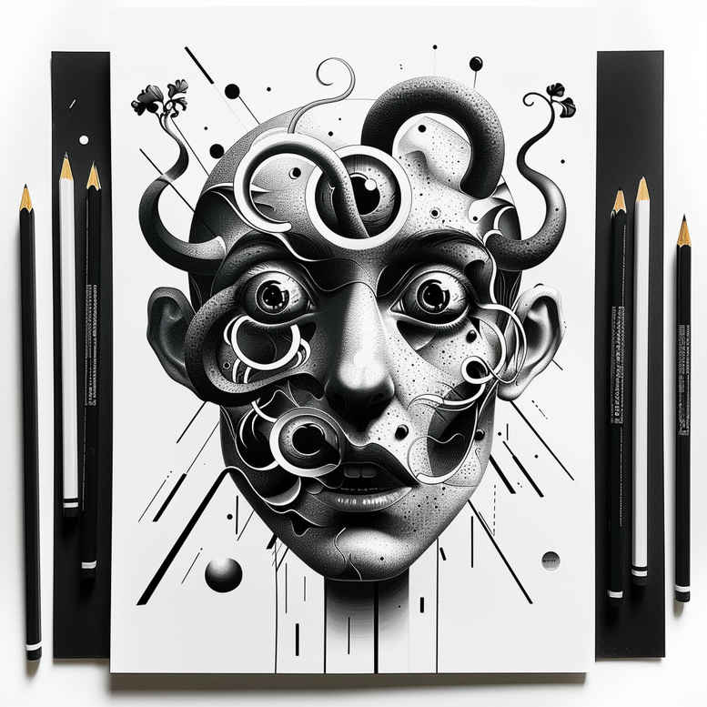 surrealistic-characters tattoo design ideas Realism natural contours impossible being for lower leg
