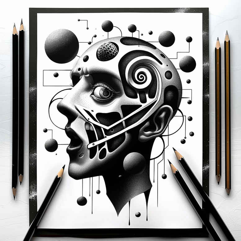 surrealistic-characters tattoo design ideas dream motifs melted form for scapula