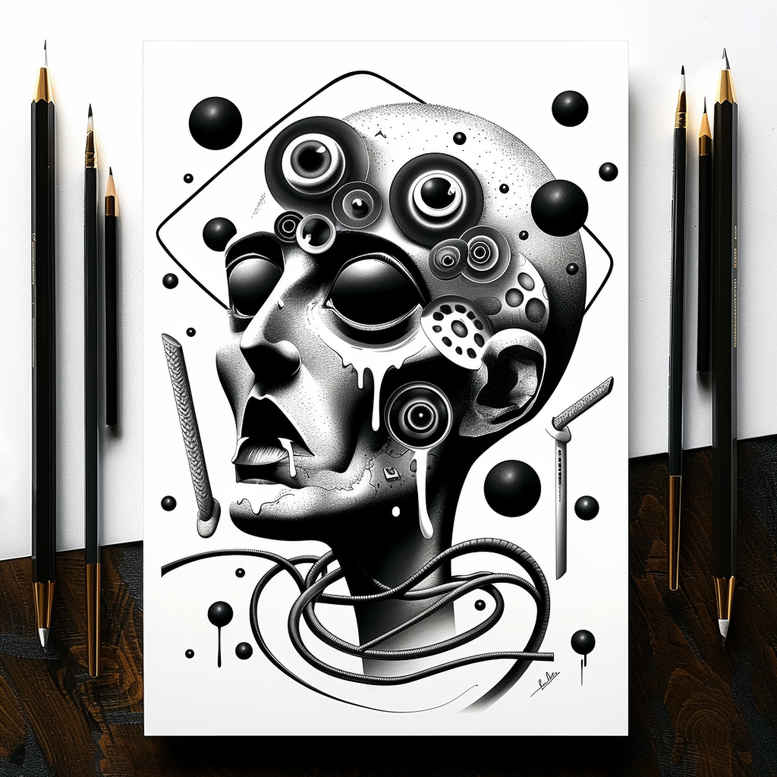 surrealistic-characters tattoo design ideas Surrealism illusionary melted form for side