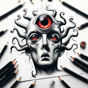 surrealistic-characters tattoo design ideas Realism transparent layer melted form represents strength