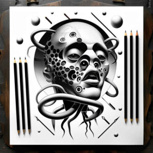 surrealistic-characters tattoo design ideas spectral hues nightmarish presence for hip