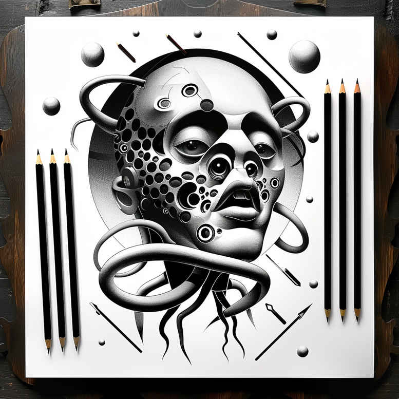 surrealistic-characters tattoo design ideas spectral hues nightmarish presence for hip