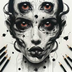 surrealistic-characters tattoo design ideas Surrealism ghostly shapes paradox person meaning strength