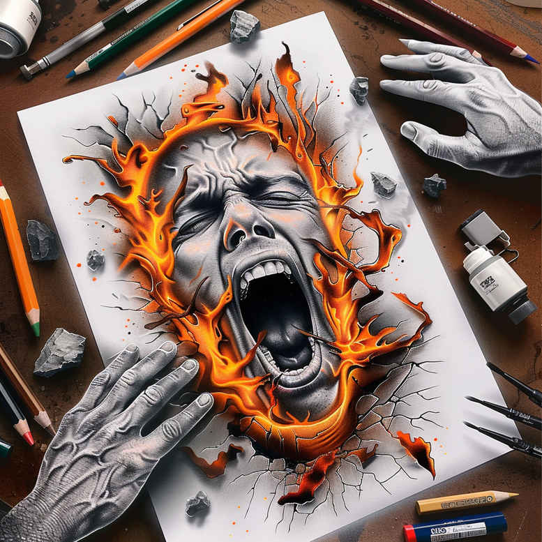 surrealistic-characters tattoo design ideas soft shadows psychic split for heel