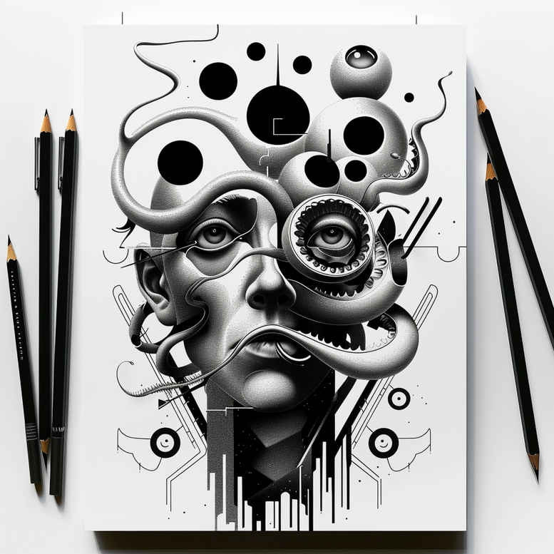 surrealistic-characters tattoo design ideas bold motifs surreal mask for toe