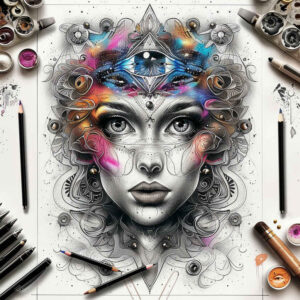 surrealistic-characters tattoo design ideas layered shading unreal creature for nape