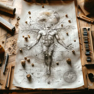 surrealistic-characters tattoo design ideas Realism contrast play unreal creature for upper arm