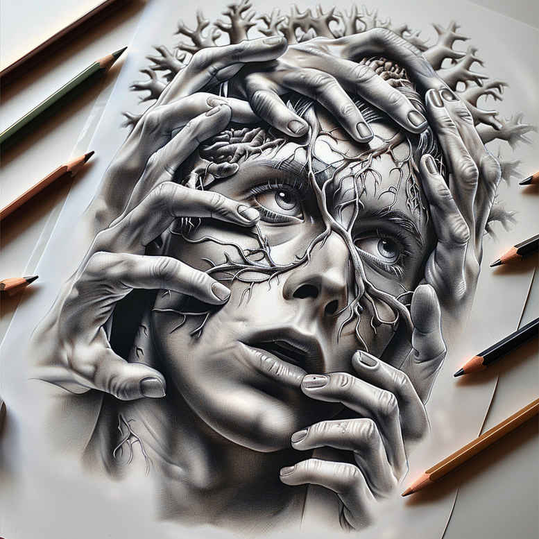 surrealistic-characters tattoo design ideas vibrant visual mind for collarbone