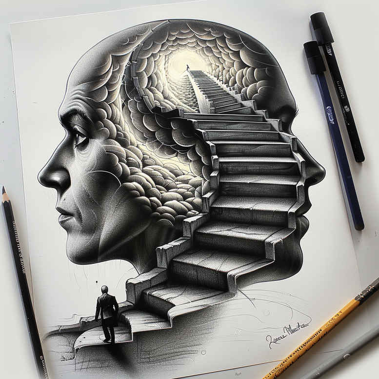 transformation-motif-figure-tattoo – tattoo design ideas free ai generated – tattered-clothing – for-lower-leg – Gallery: surrealistic-characters-inkby-ai