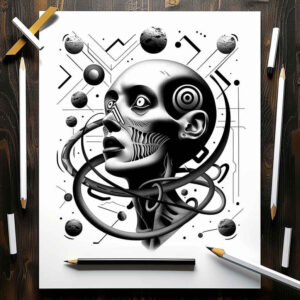 wavy-figure-tattoo – tattoo design ideas free ai generated – tattered-clothing – for-collarbone – Gallery: surrealistic-characters-inkby-ai