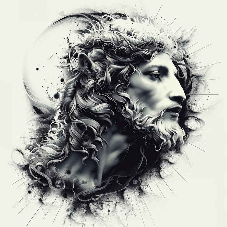 wavy-motion-figure-tattoo – tattoo design ideas free ai generated – haunting – for-chest – Gallery: surrealistic-characters-inkby-ai