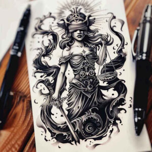 energy-themis-tattoo – tattoo design ideas free ai generated – surrealism-enigmatic-visuals – for-wrist-side – Gallery: themis-inkby-ai