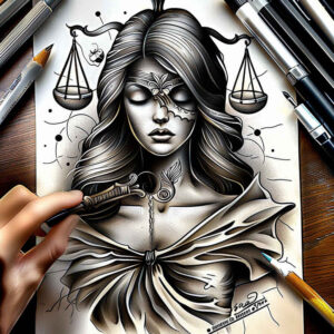 ethics-motif-tattoo-for-men – tattoo design ideas free ai generated – realism-contrast-ink – for-wrist-side – Gallery: themis-inkby-ai