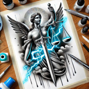 expressive-themis-tattoo – tattoo design ideas free ai generated – realism-precise-gradient – for-arm – Gallery: themis-inkby-ai