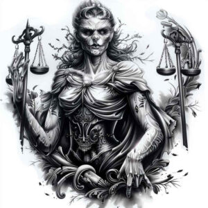 expressive-themis-tattoo – tattoo design ideas free ai generated – surrealism-subconscious-themes – for-elbow – Gallery: themis-inkby-ai