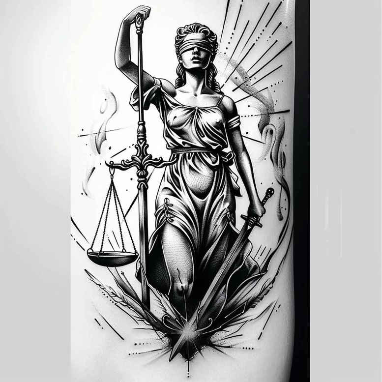 justice-and-law-tattoo – tattoo design ideas free ai generated – surrealism-abstract – for-sternum – Gallery: themis-inkby-ai