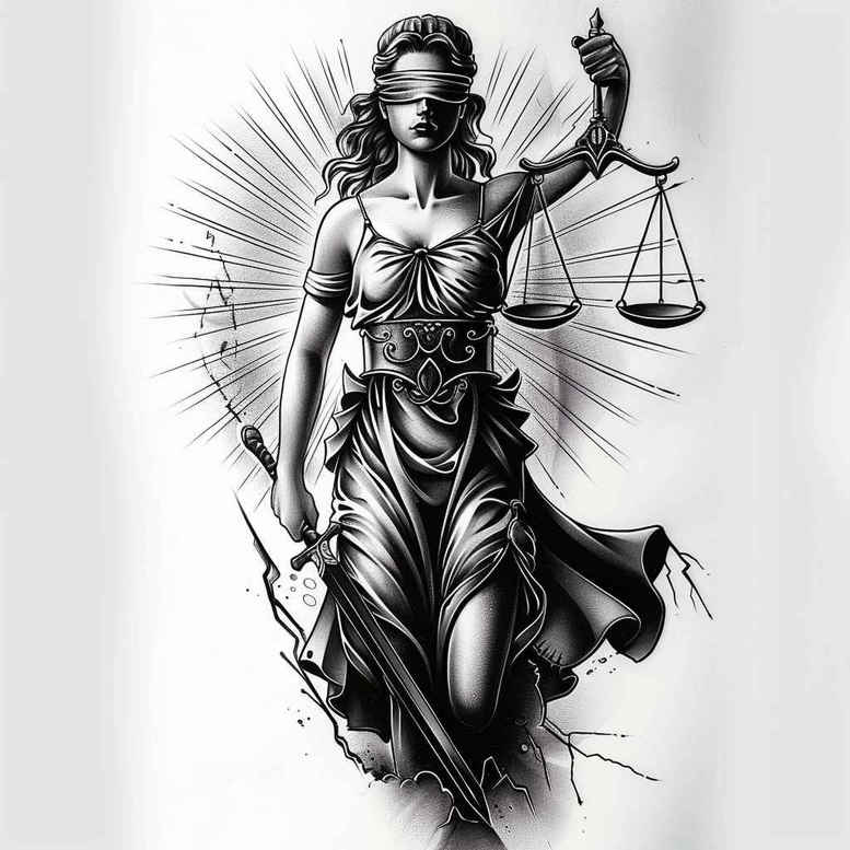 justice-and-law-tattoo – tattoo design ideas free ai generated – surrealism-timeless – for-shoulder-blade – Gallery: themis-inkby-ai