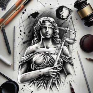 law-and-order-tattoo – tattoo design ideas free ai generated – neotraditional-layered-fill – for-toe – Gallery: themis-inkby-ai