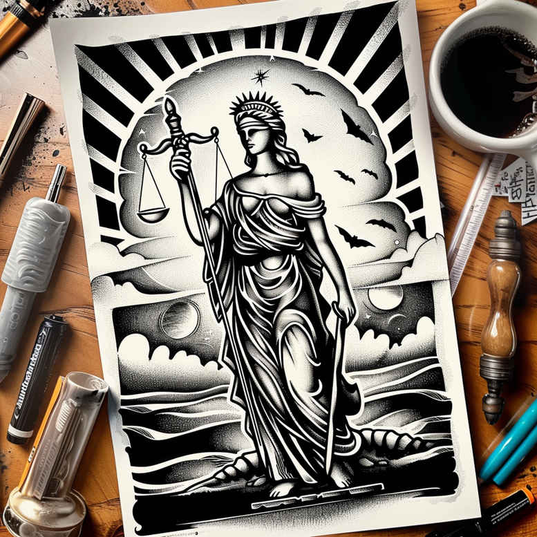 natural-law-tattoo – tattoo design ideas free ai generated – realism-crisp-detail – for-fingers – Gallery: themis-inkby-ai