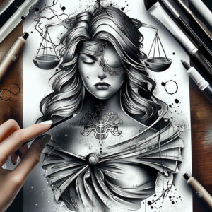 punishment-and-reward-tattoo – tattoo design ideas free ai generated – neotraditional-subtle-tone – for-biceps – Gallery: themis-inkby-ai