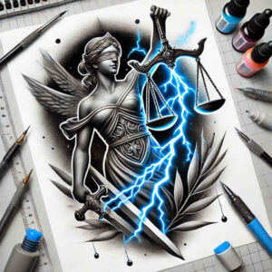 spiritual-motif-tattoo – tattoo design ideas free ai generated – surrealism-phantasm – for-back-of-neck – Gallery: themis-inkby-ai