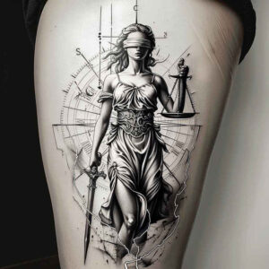 strength-motif-tattoo – tattoo design ideas free ai generated – neotraditional-artistic-flair – for-back-of-neck – Gallery: themis-inkby-ai