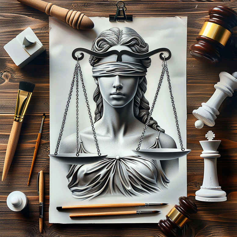 themis tattoo design ideas CGI-rendered ancient law determination and power