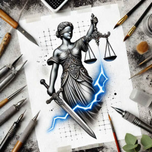 themis tattoo design ideas Surrealism chromatic flux balance symbol symbolising perseverance