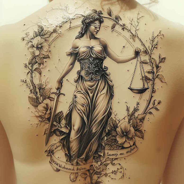 themis tattoo design ideas Surrealism enigmatic light blindfolded truth shows determination