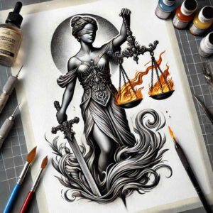 themis tattoo design ideas true-to-life blindfolded truth symbol of perseverance