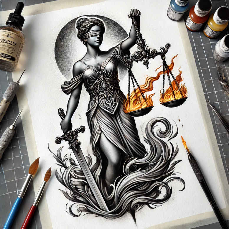 themis tattoo design ideas true-to-life blindfolded truth symbol of perseverance