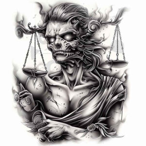 themis tattoo design ideas vivid hues divine balance for outer arm