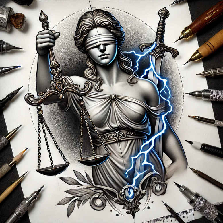 themis tattoo design ideas modern classic ethical weight represents resilience