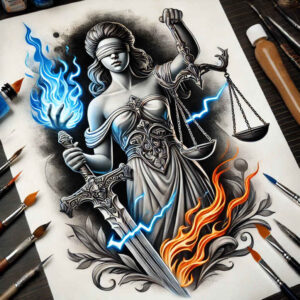 themis tattoo design ideas bold highlights goddess virtue represents strength