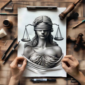 themis tattoo design ideas wide-angle judicial figure for nape