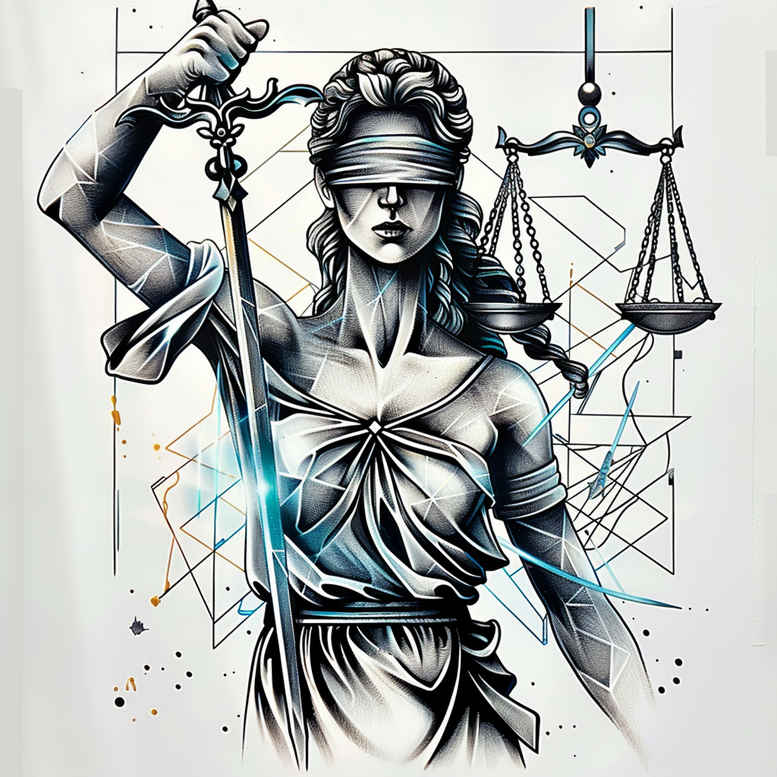 themis tattoo design ideas Surrealism dreamlike justice statue for ribs