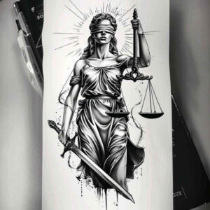 themis tattoo design ideas Realism natural contrast justice statue stands for determination
