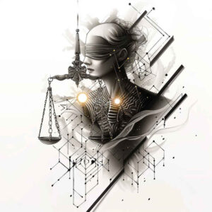 themis tattoo design ideas Realism contrast play legal sword for lower thigh